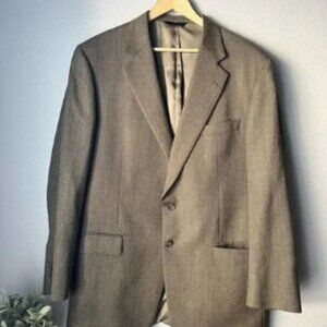 Burberry Tweed Herringbone blazer jacket 44 Long Italy 100% Wool